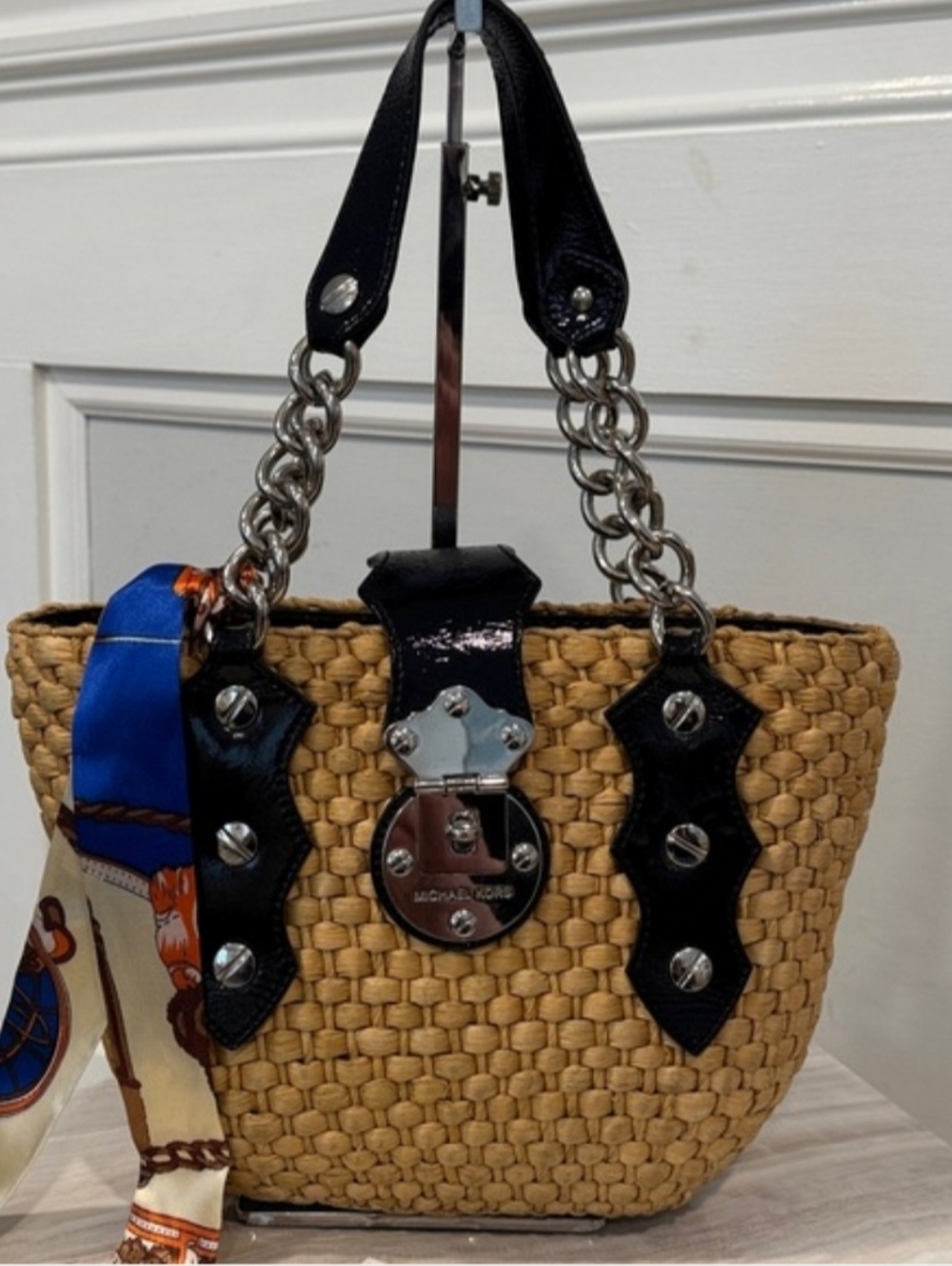 Michael Kors Santorini Natural Straw Tote - Picture 3 of 16